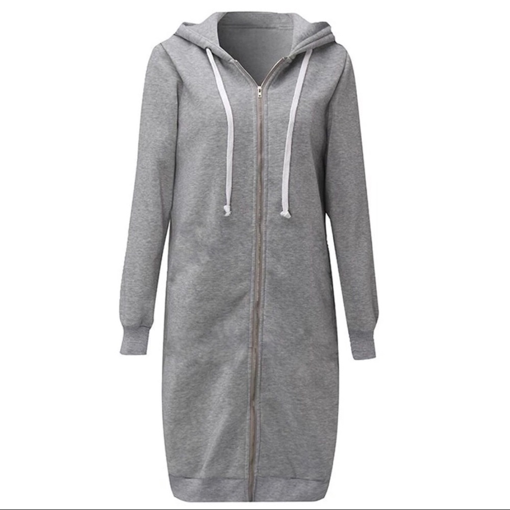Oak + Fort Grey Long Hoodie Dress